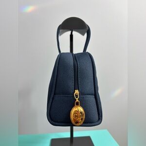 Vintage Dior perfume. Deep Blue Bag with Elegant Black Interior